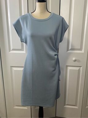 Nicole Miller Blue Side-Tie Cap Sleeve Dress